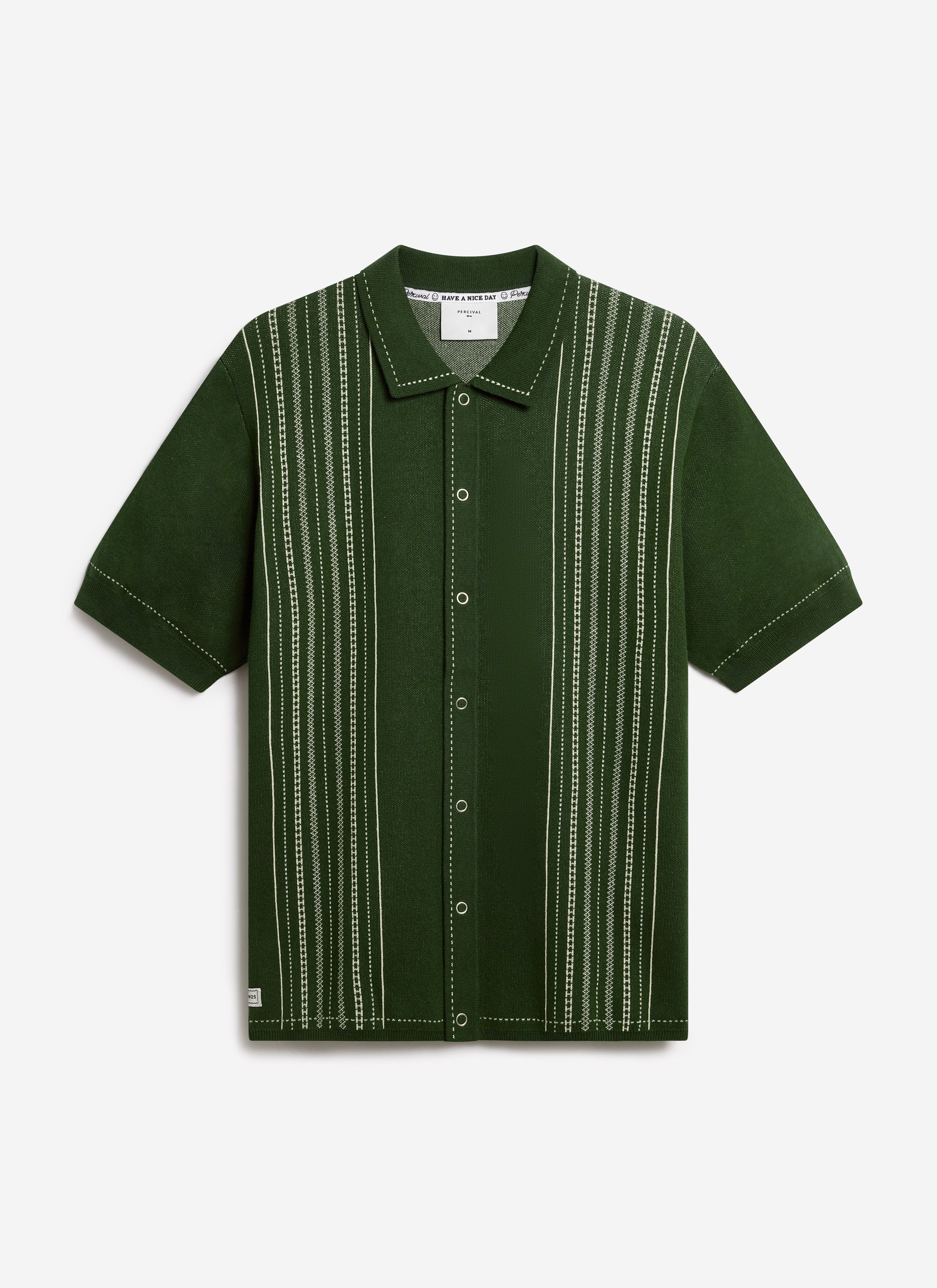 Accolades Knitted Short Sleeve Shirt | Cotton | Forest Green