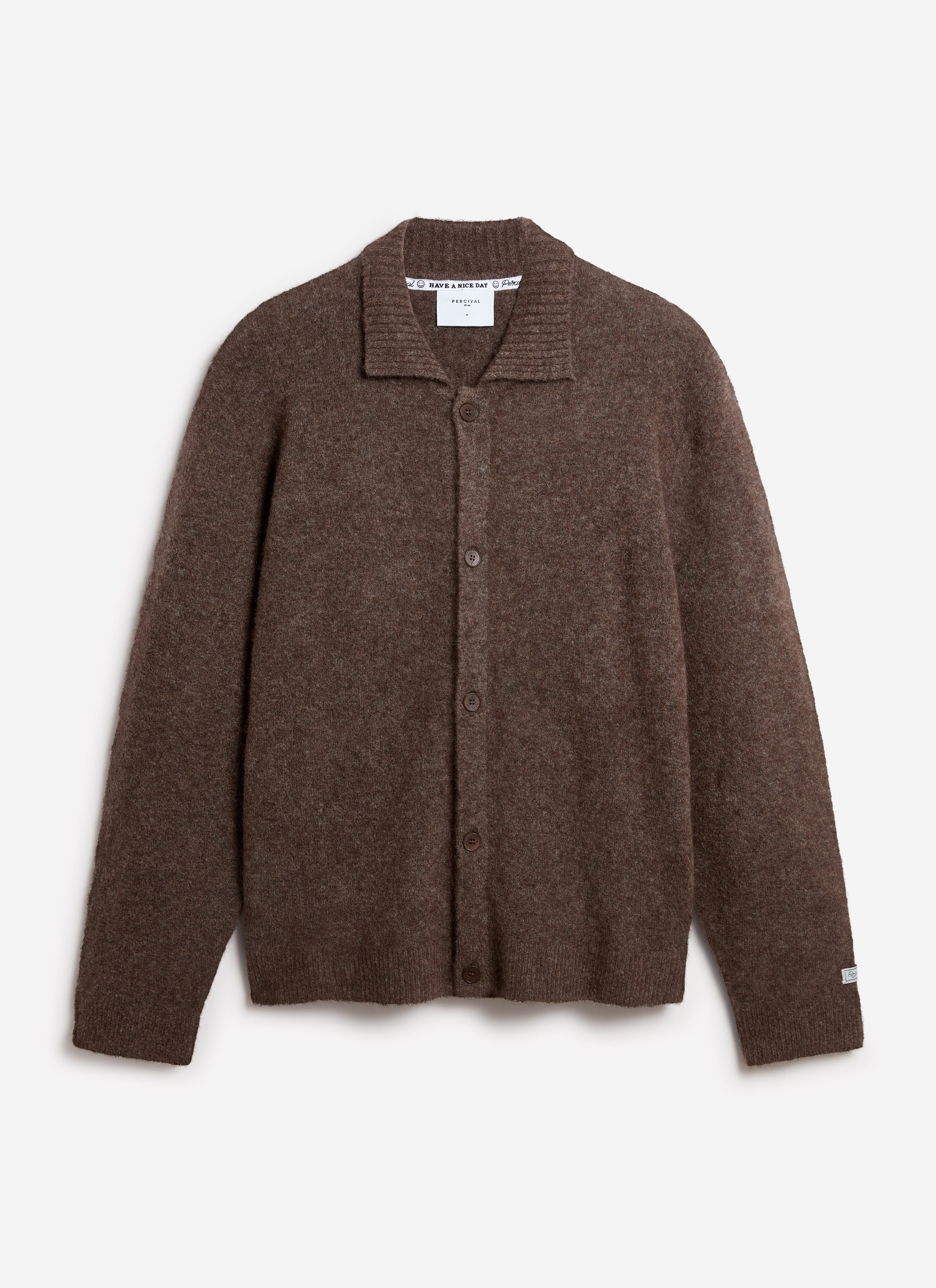 Archive Wool Knitted Collared Cardigan | Brown