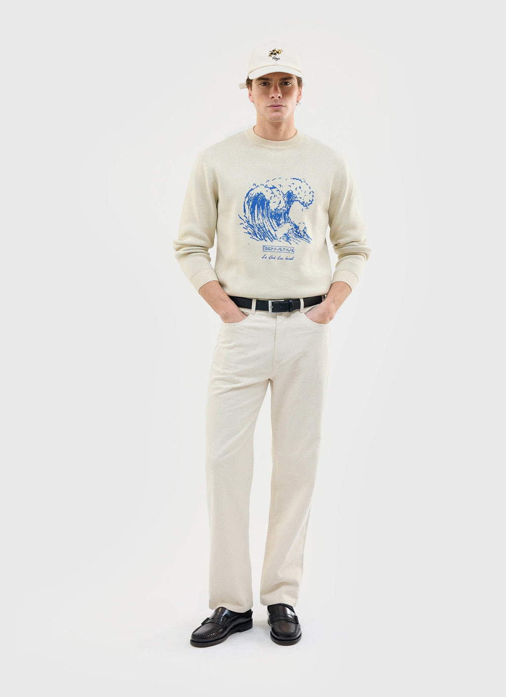 Bienvenue Knitted Crew Neck | Cotton | Ecru