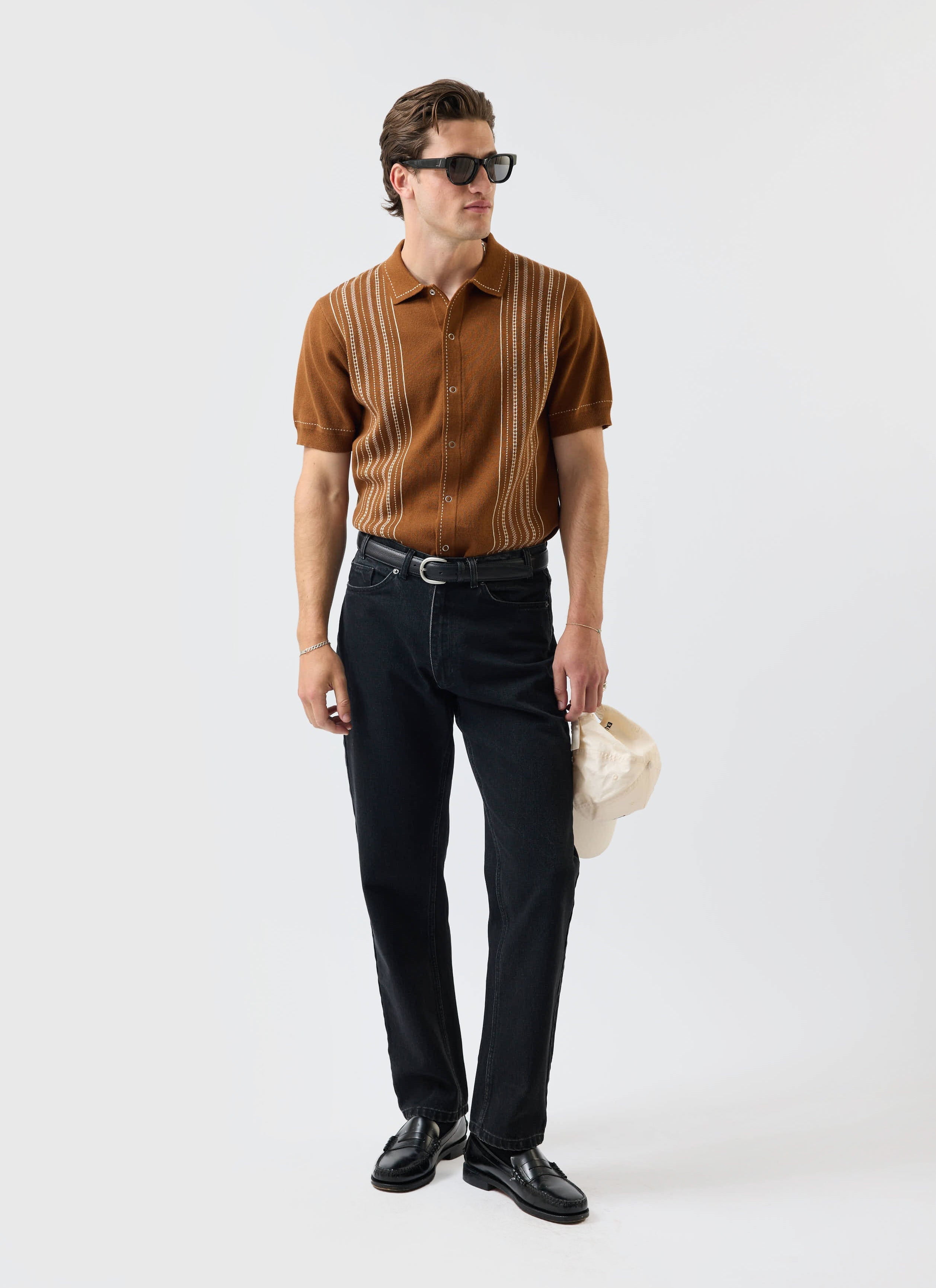 Accolades Knitted Short Sleeve Shirt | Cotton | Tobacco Brown