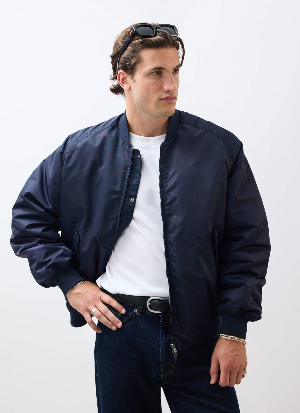 Bomber Jacket | Nylon | Midnight with Olive