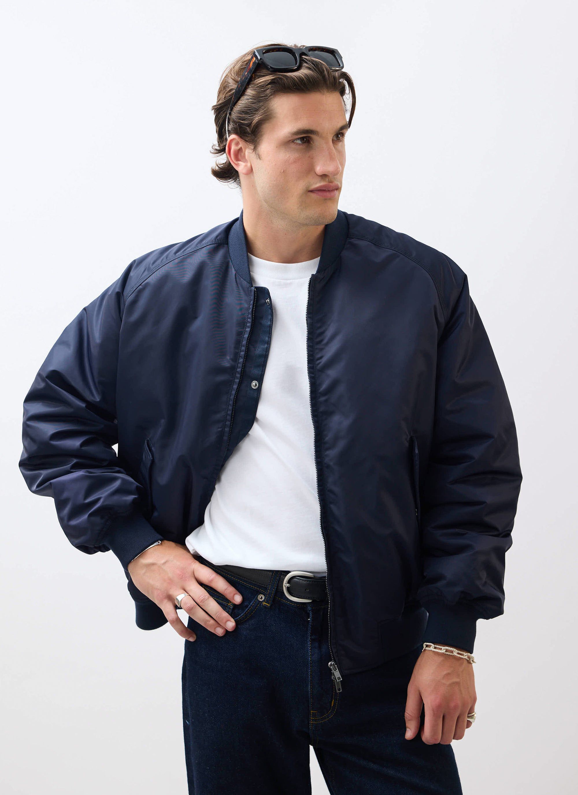 Bomber Jacket | Nylon | Midnight with Olive