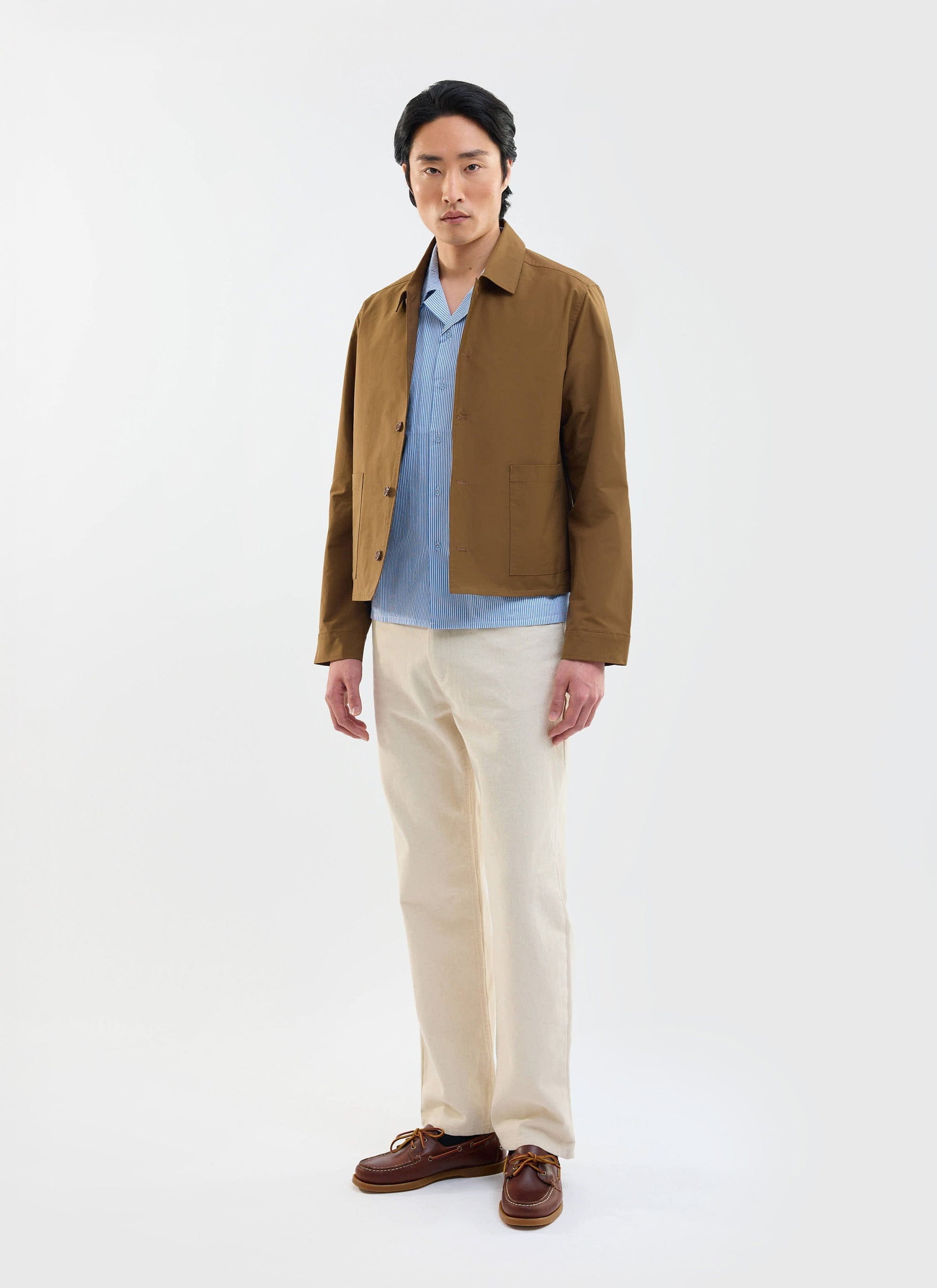 Boxy Cropped Pocket Overshirt | Brown