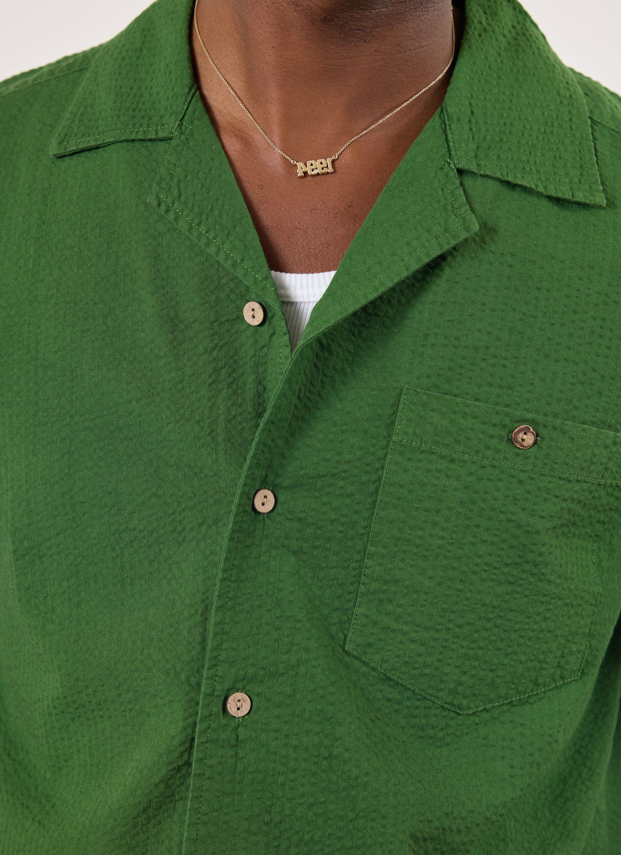 Cuban Shirt | Seersucker | Forest
