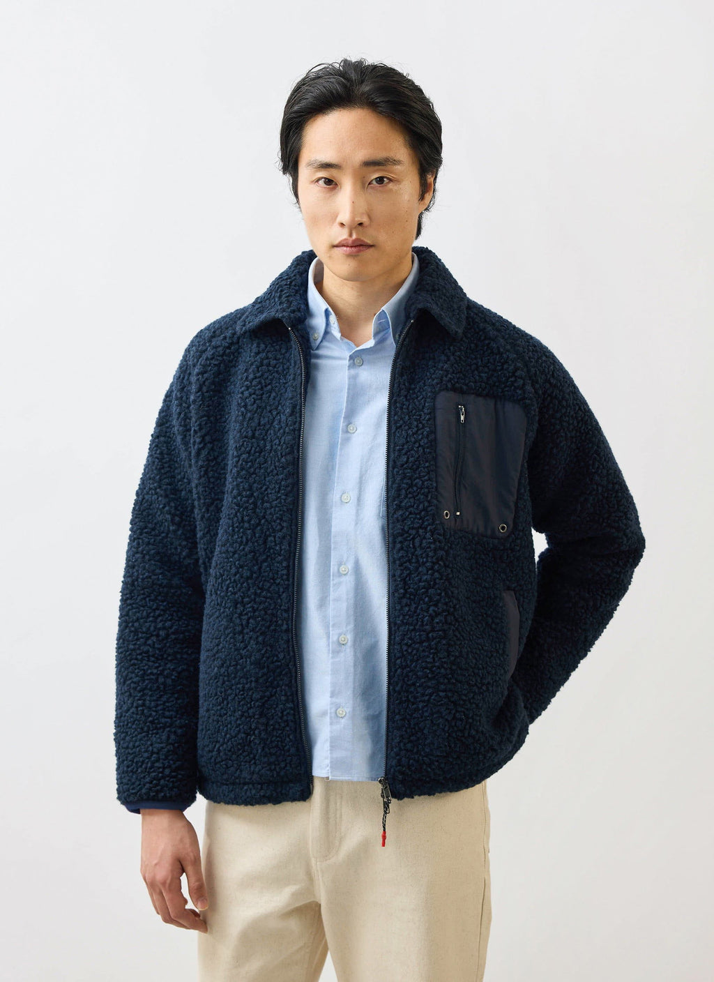 Men's Wool Fleece Jacket | Navy