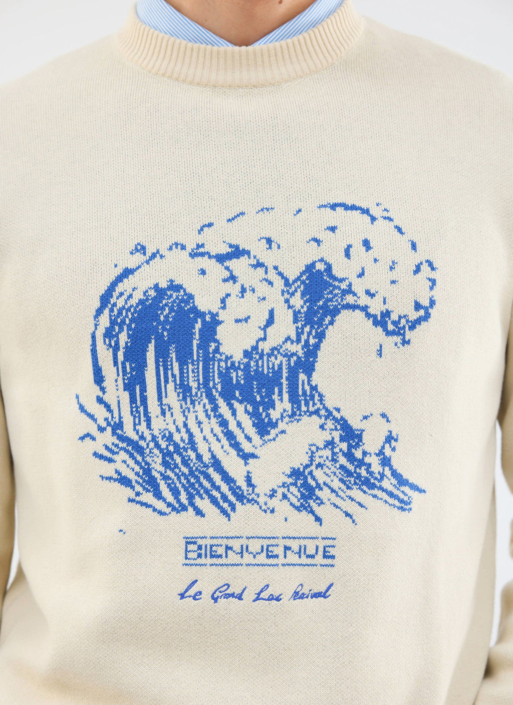 Bienvenue Knitted Crew Neck | Cotton | Ecru