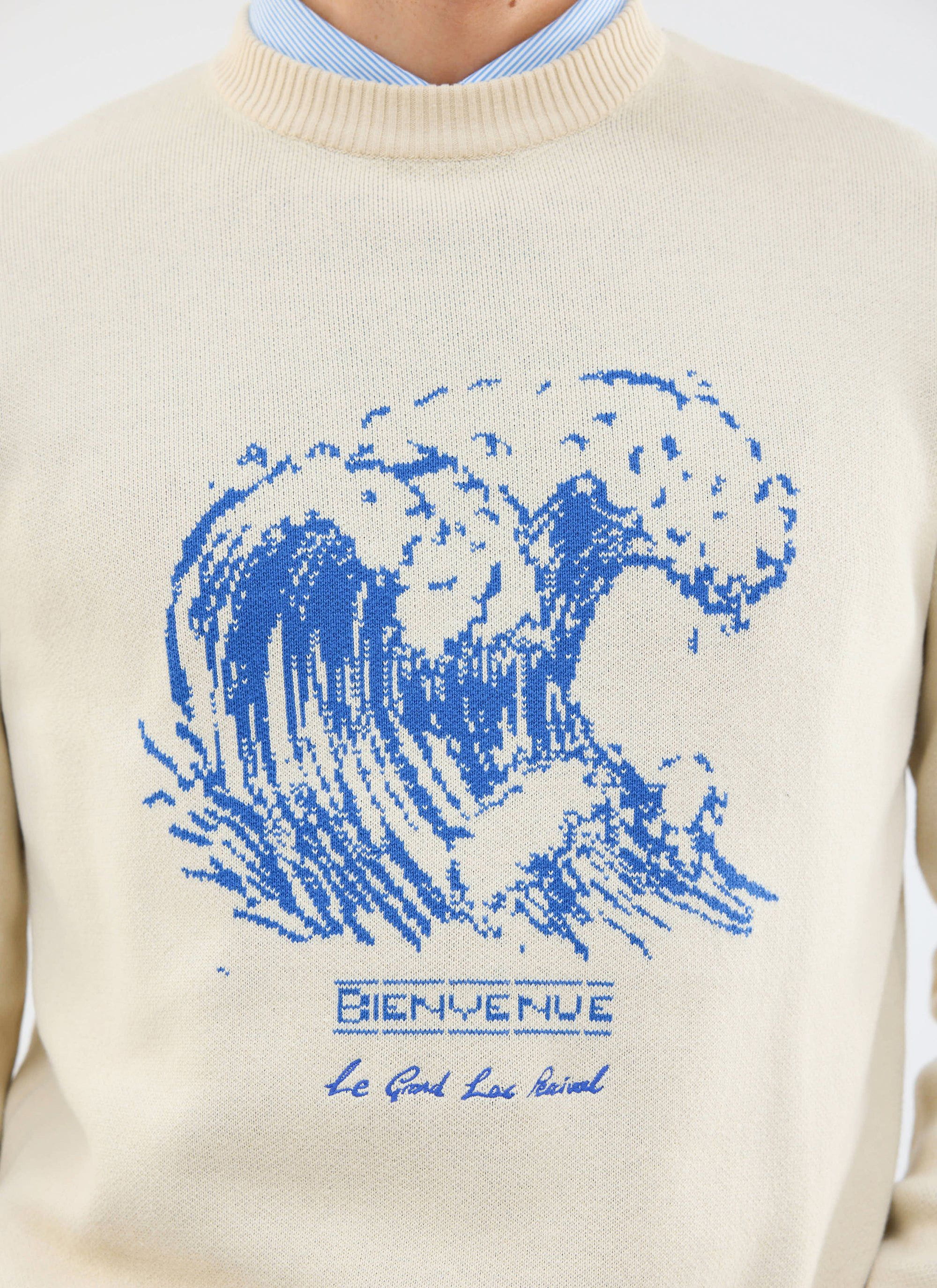 Bienvenue Knitted Crew Neck | Cotton | Ecru