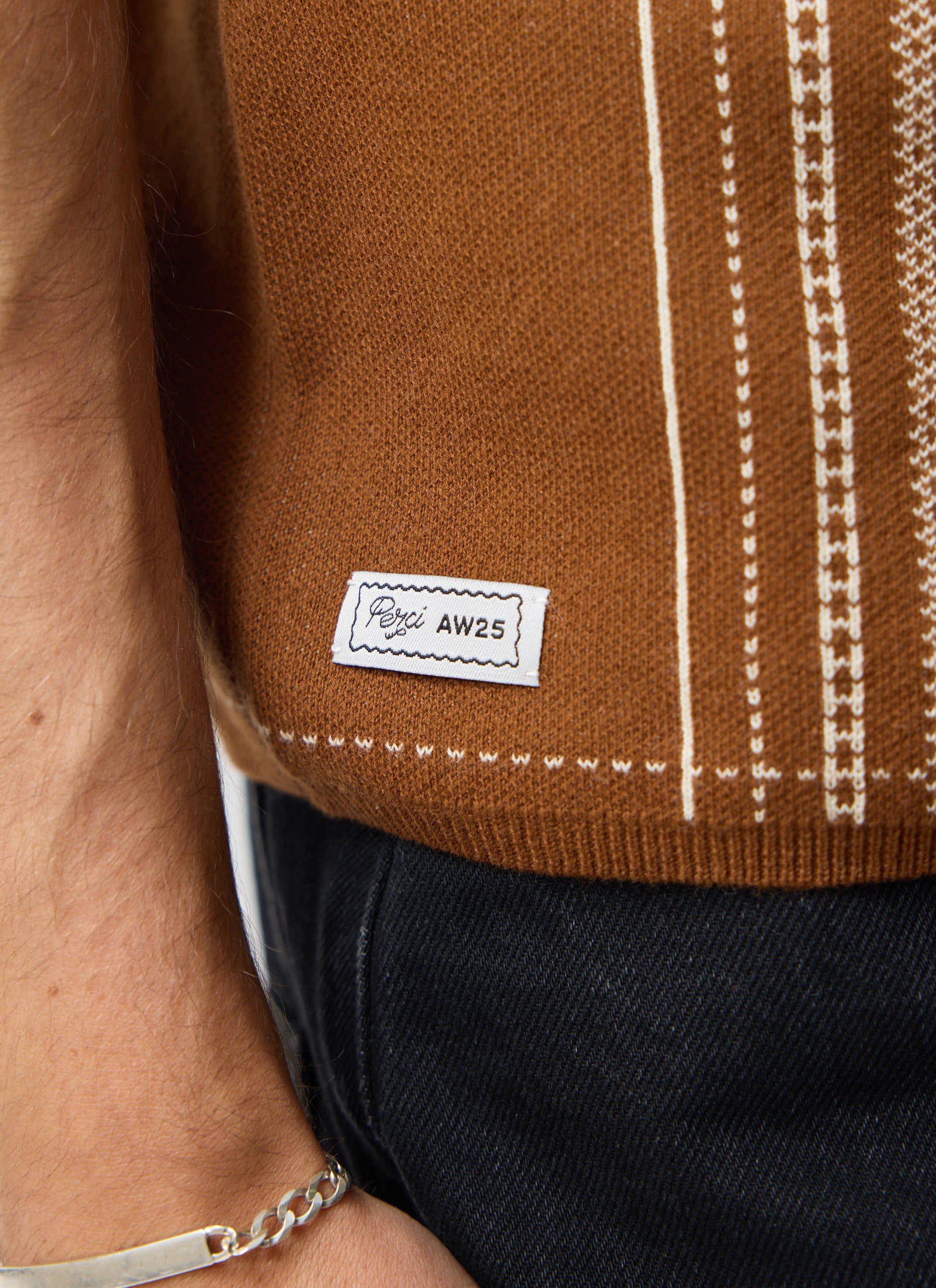 Accolades Knitted Short Sleeve Shirt | Cotton | Tobacco Brown