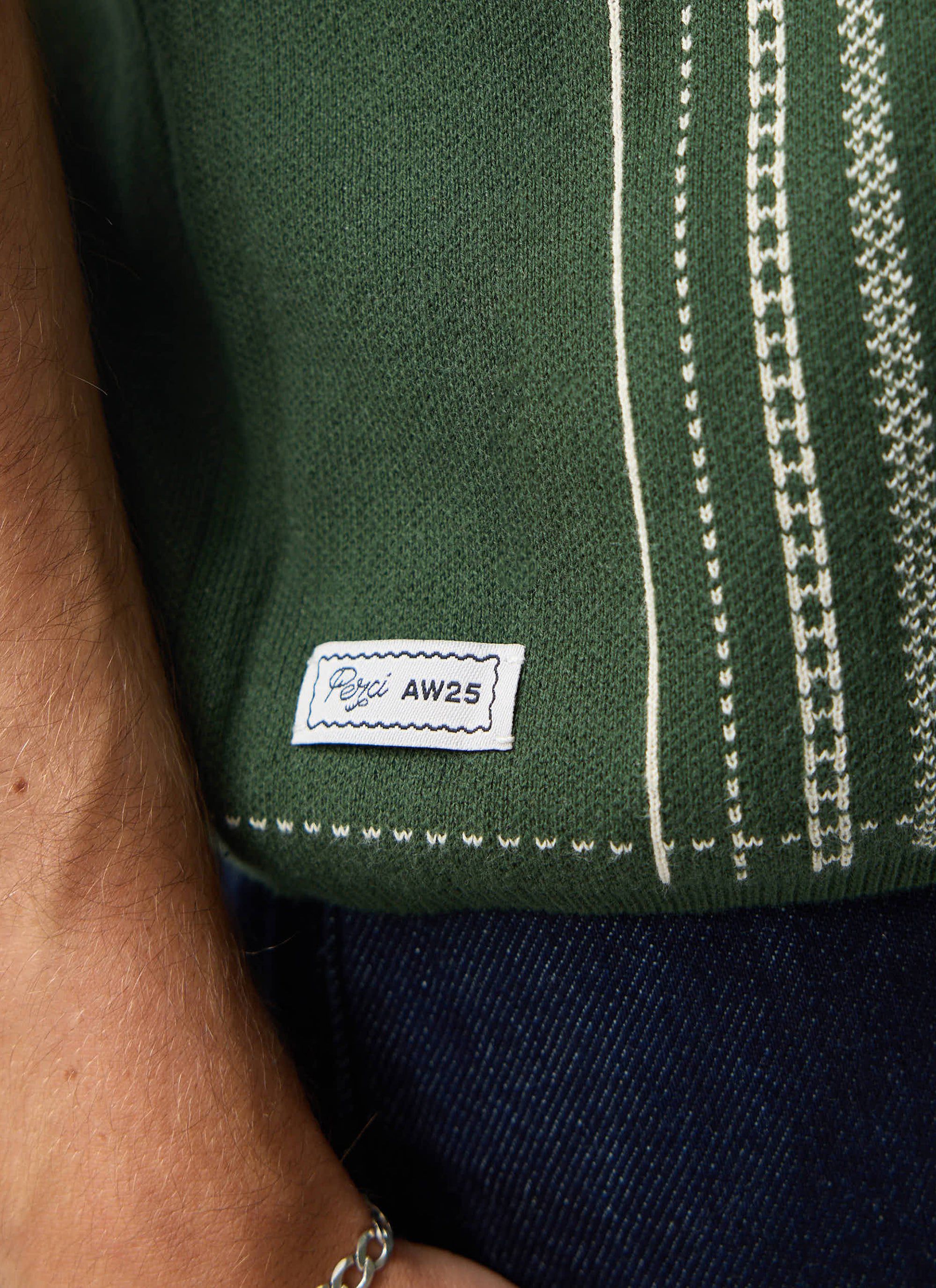 Accolades Knitted Short Sleeve Shirt | Cotton | Forest Green