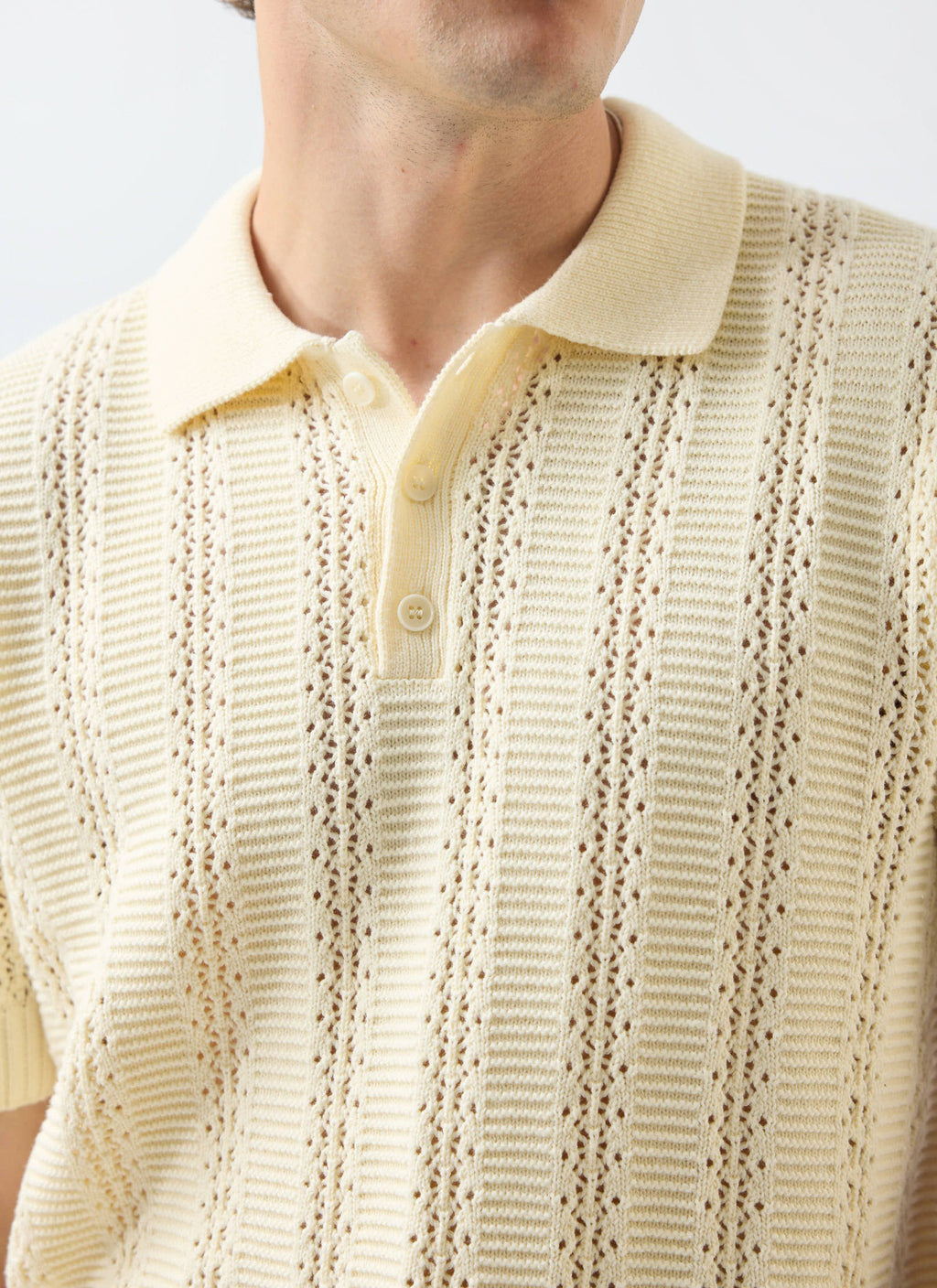 Addendum Knitted Polo Shirt | Cotton | Ecru Cream