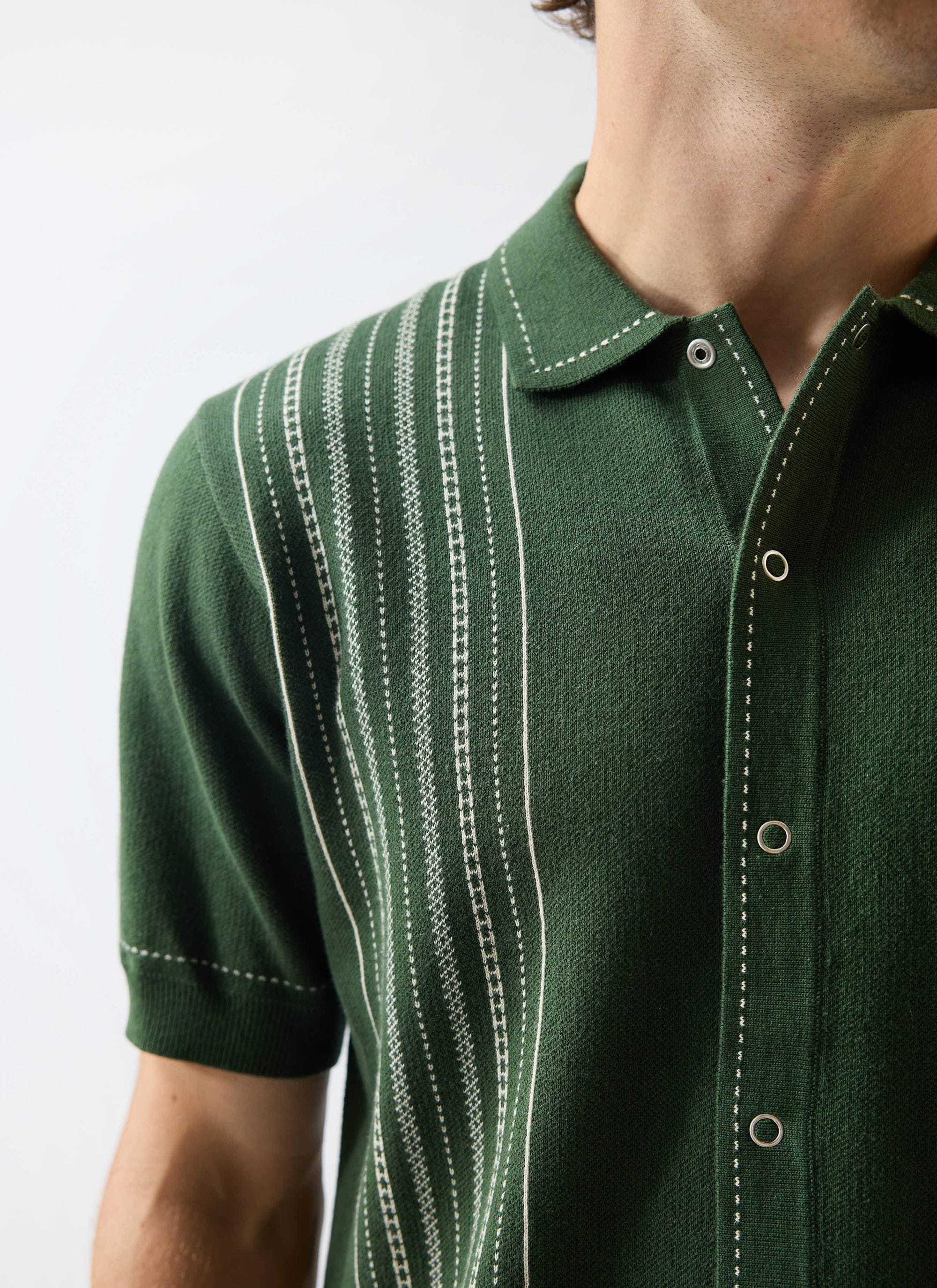 Accolades Knitted Short Sleeve Shirt | Cotton | Forest Green