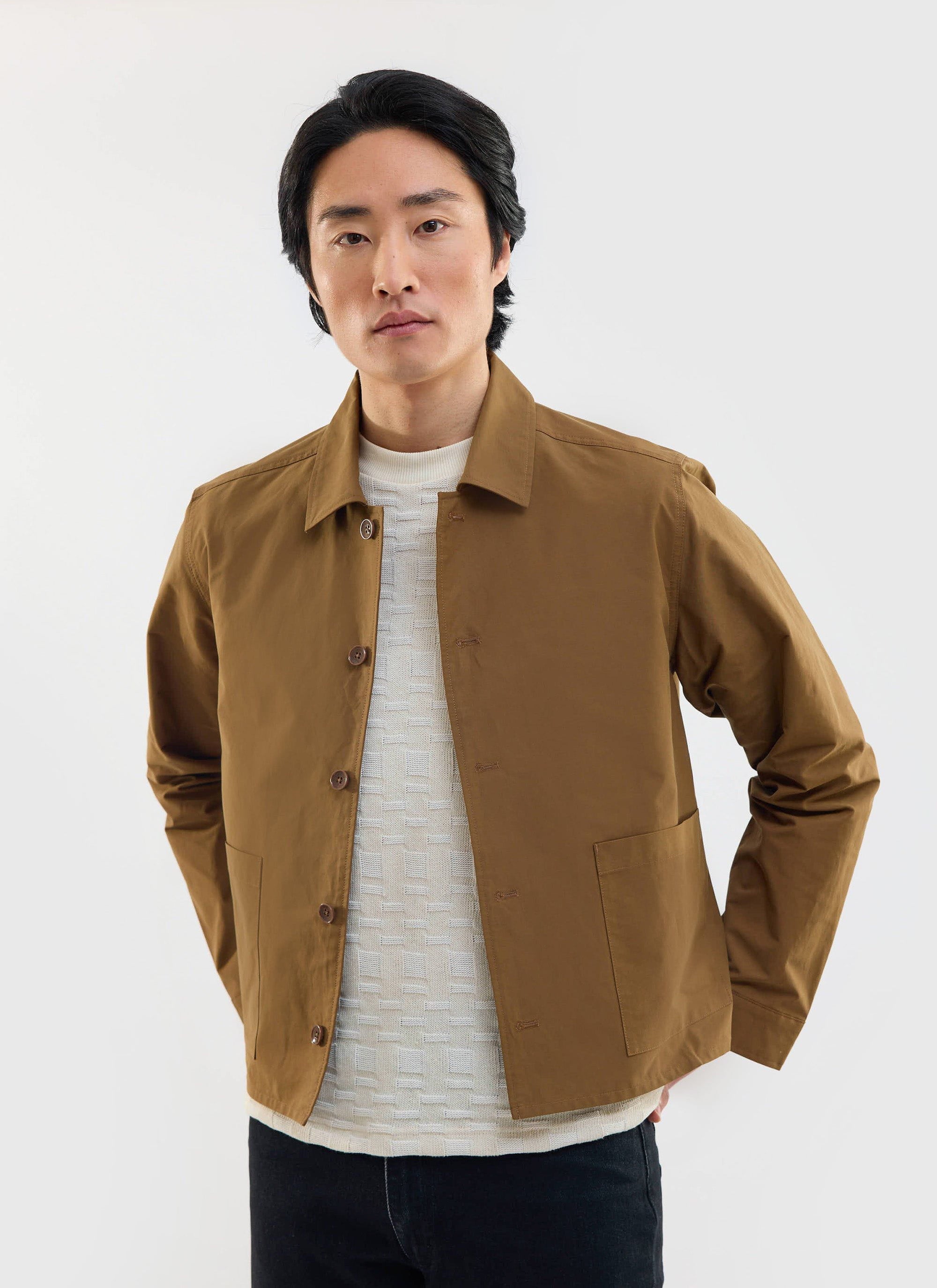 Boxy Cropped Pocket Overshirt | Brown