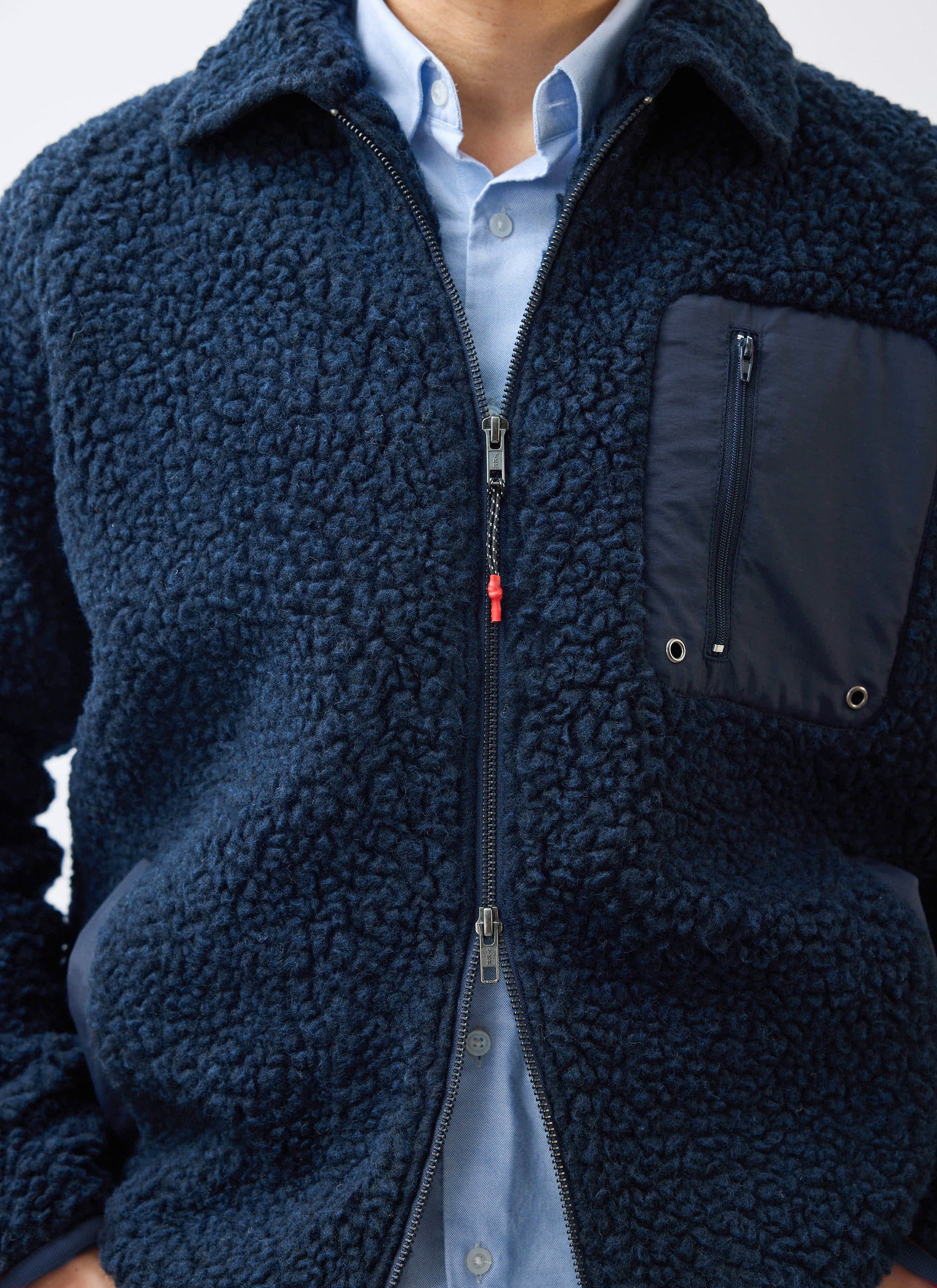 Men's Wool Fleece Jacket | Navy