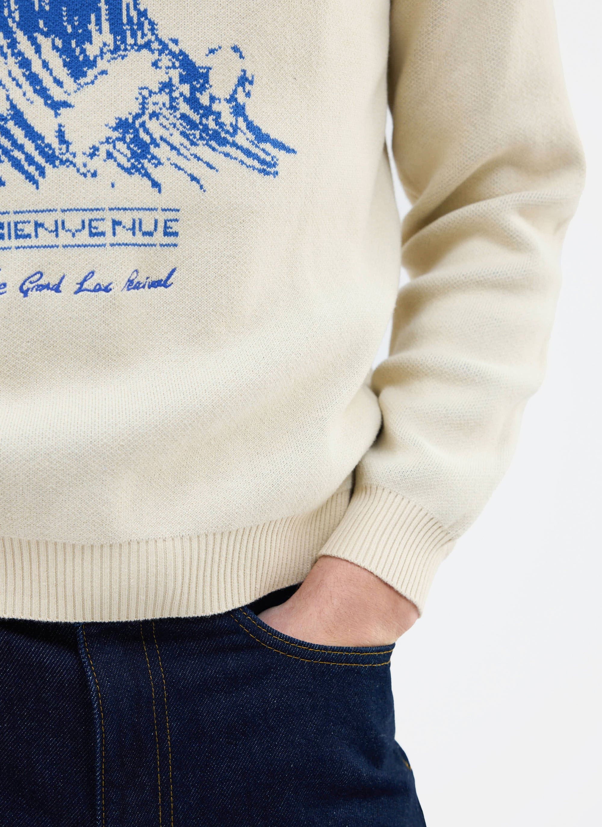 Bienvenue Knitted Crew Neck | Cotton | Ecru