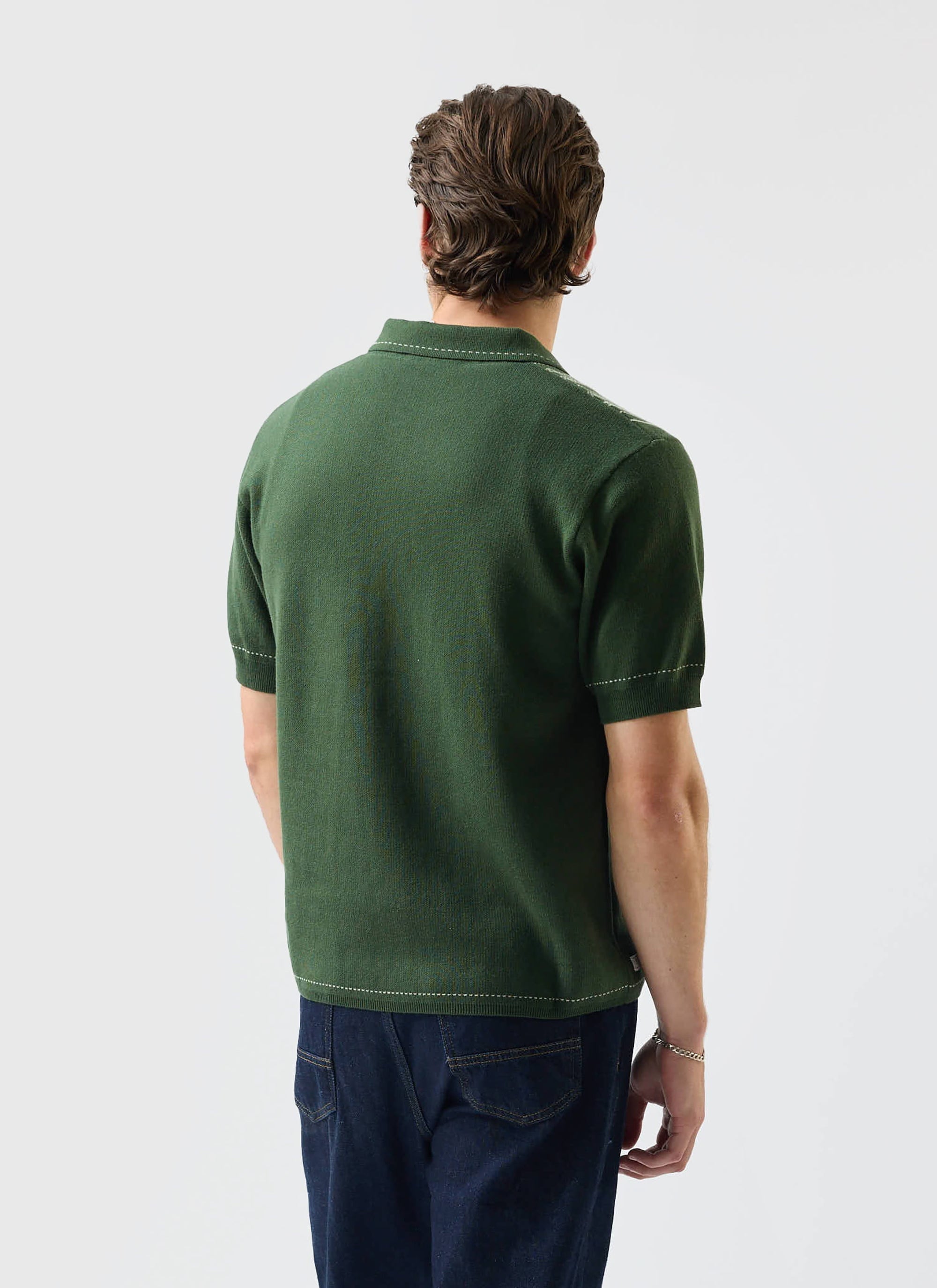 Accolades Knitted Short Sleeve Shirt | Cotton | Forest Green