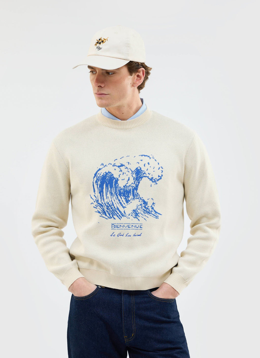 Bienvenue Knitted Crew Neck | Cotton | Ecru