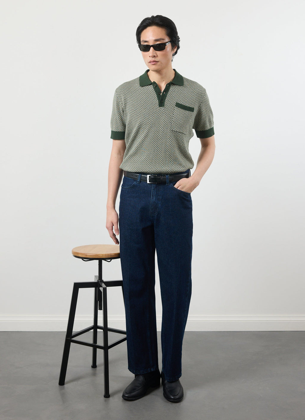 Casa Martini Knitted Polo | Cotton | Forest