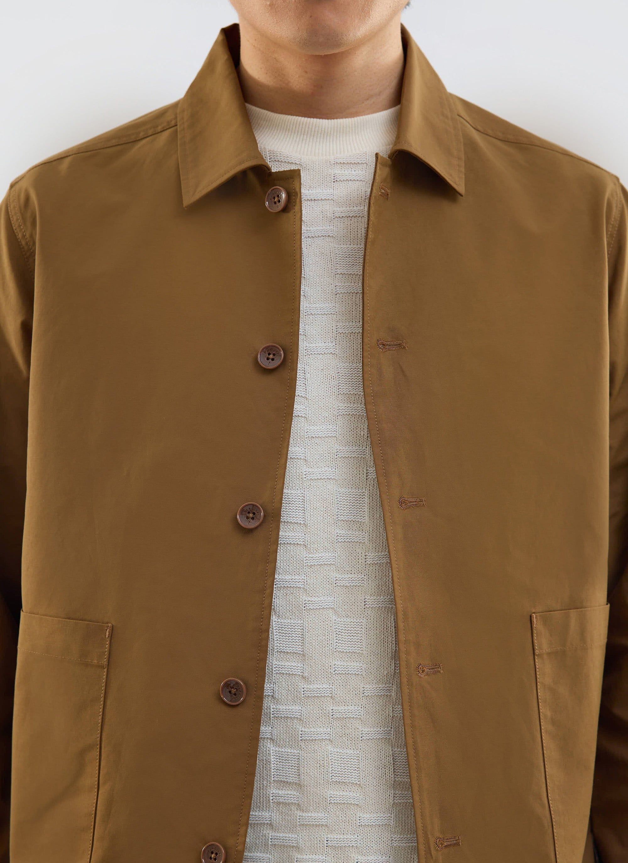Boxy Cropped Pocket Overshirt | Brown