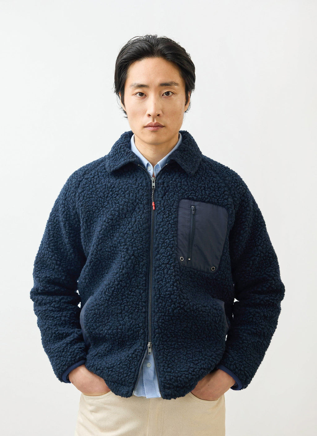 Men's Wool Fleece Jacket | Navy