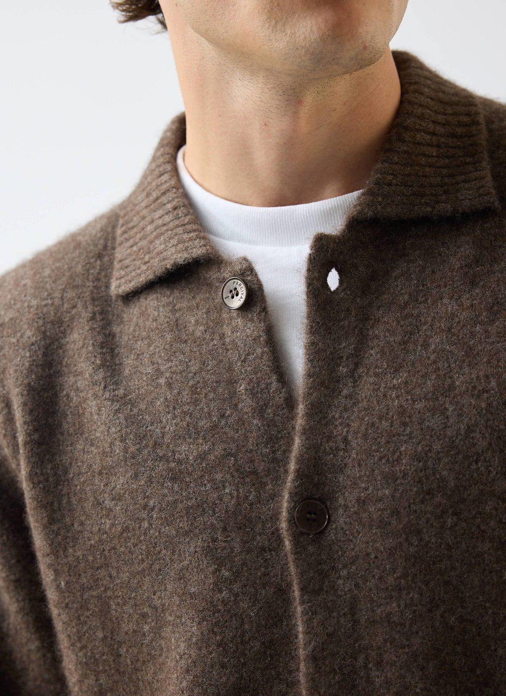 Archive Wool Knitted Collared Cardigan | Brown