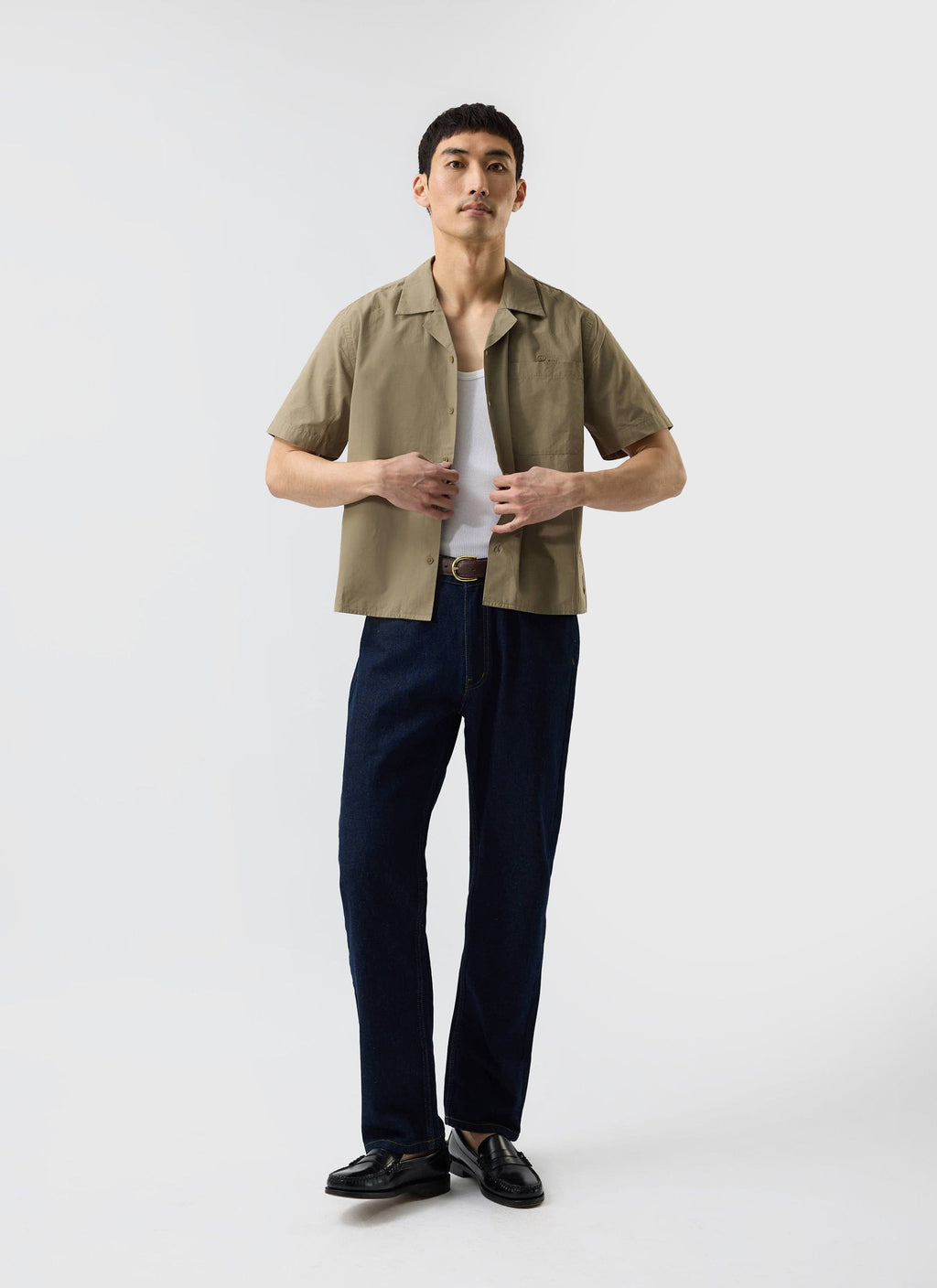 Boxy Cropped Cuban Collar Shirt | Olive