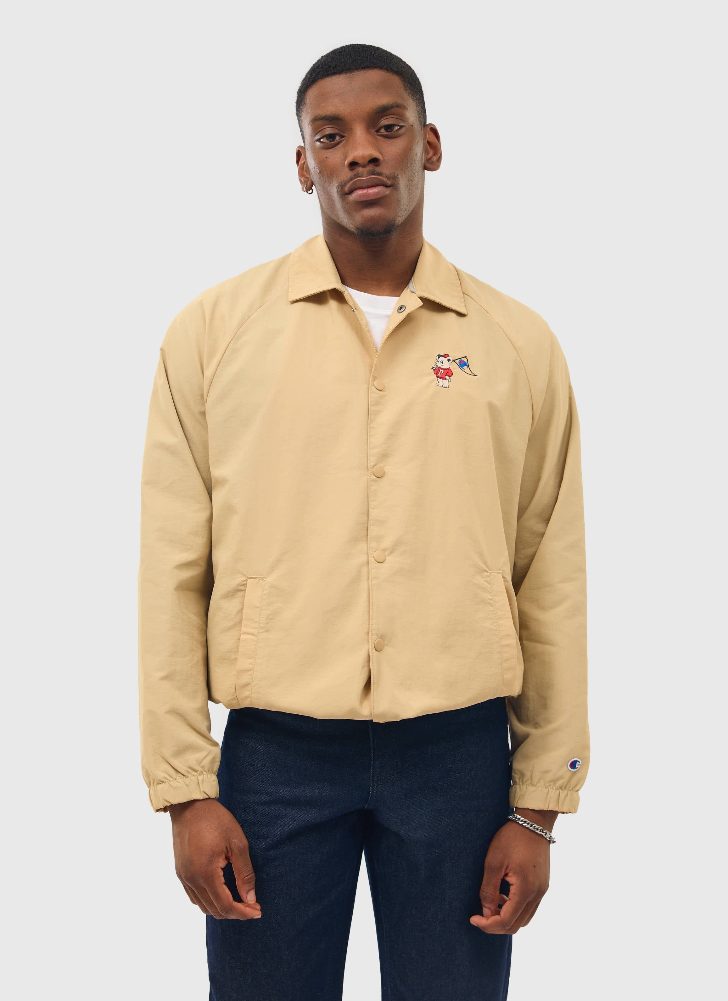 Bear Mascot Nylon Jacket | Percival and Champion | Camel
