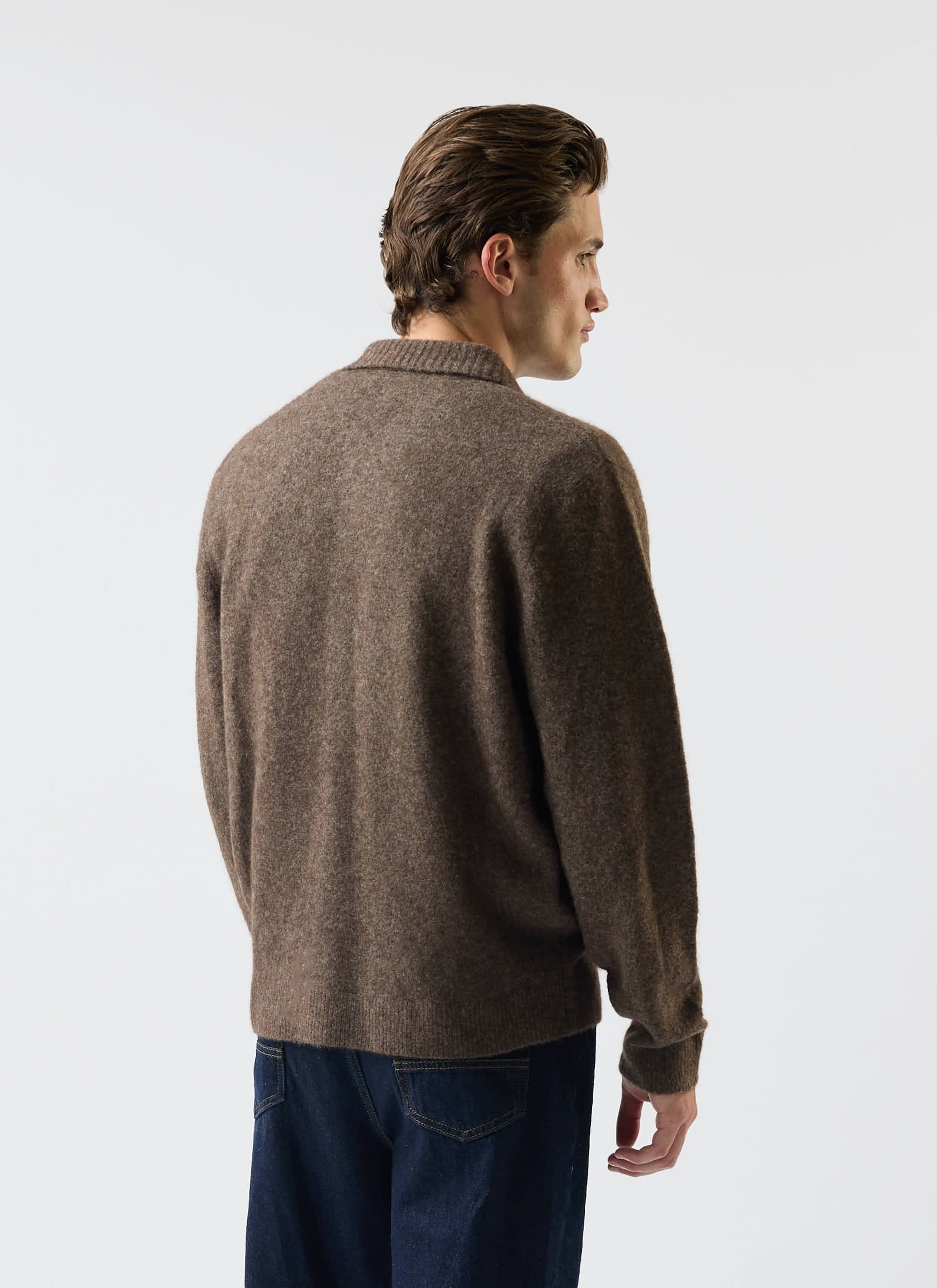 Archive Wool Knitted Collared Cardigan | Brown