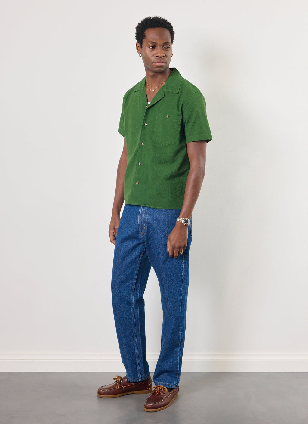 Cuban Shirt | Seersucker | Forest