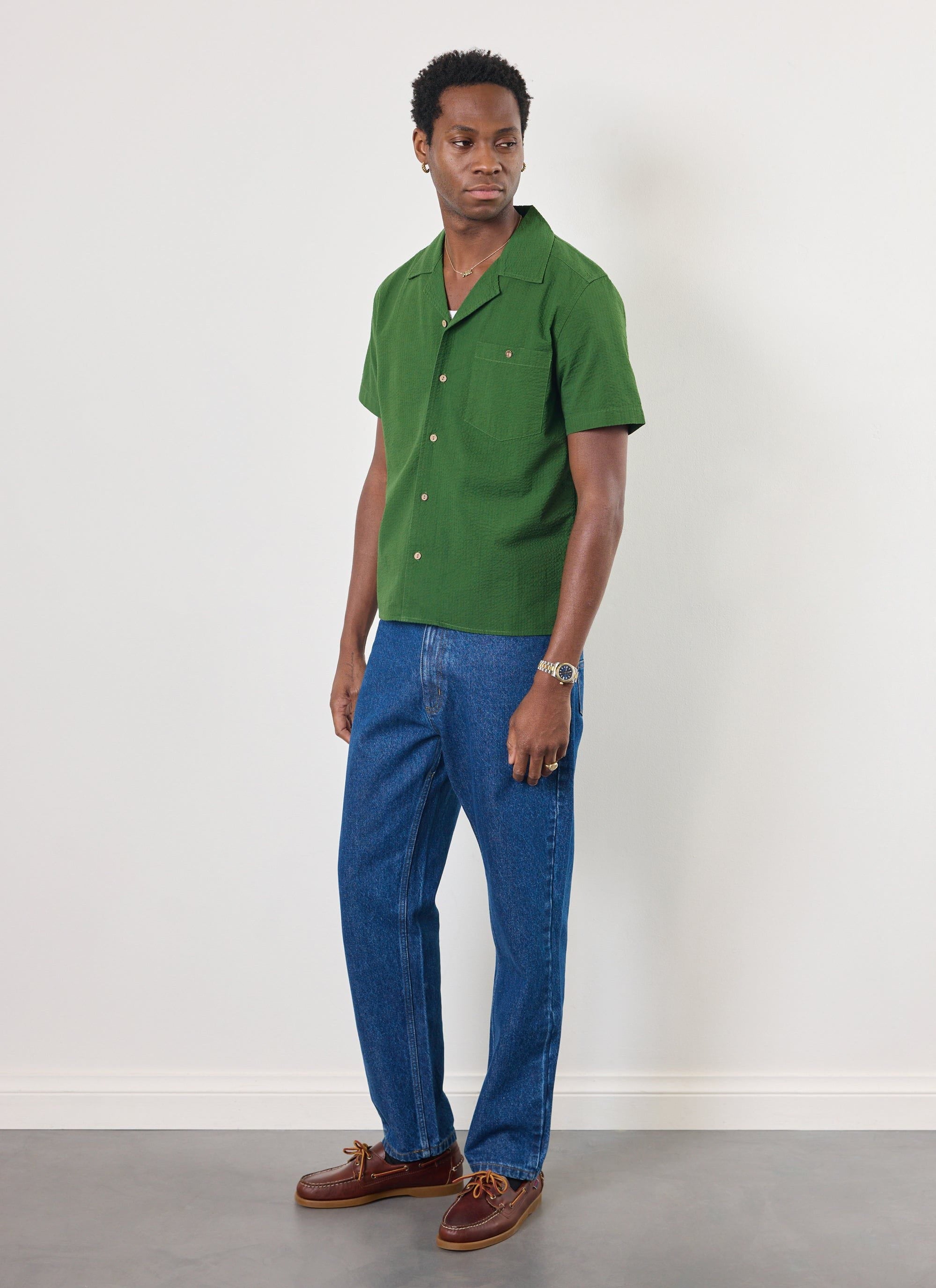 Cuban Shirt | Seersucker | Forest