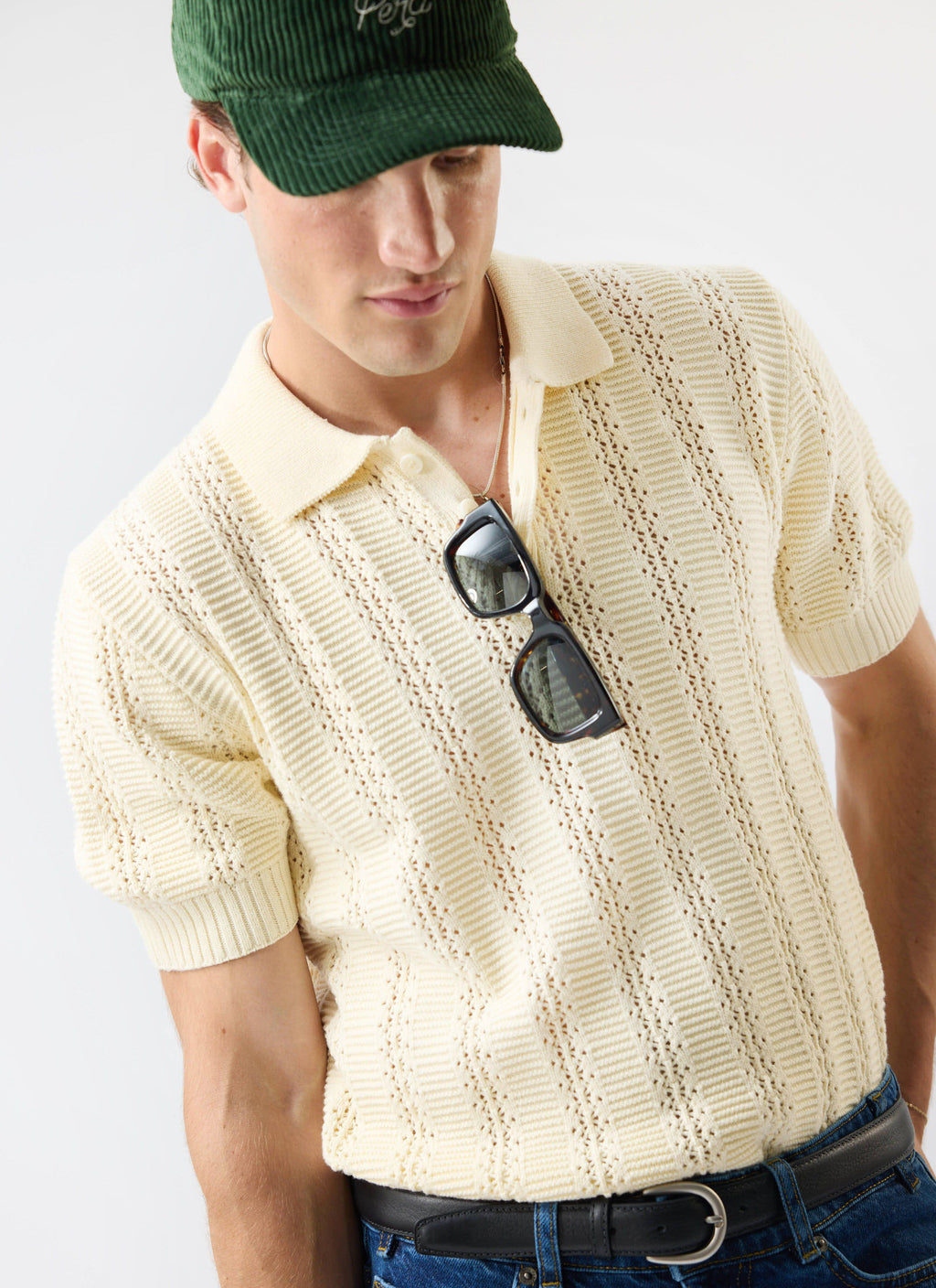 Addendum Knitted Polo Shirt | Cotton | Ecru Cream