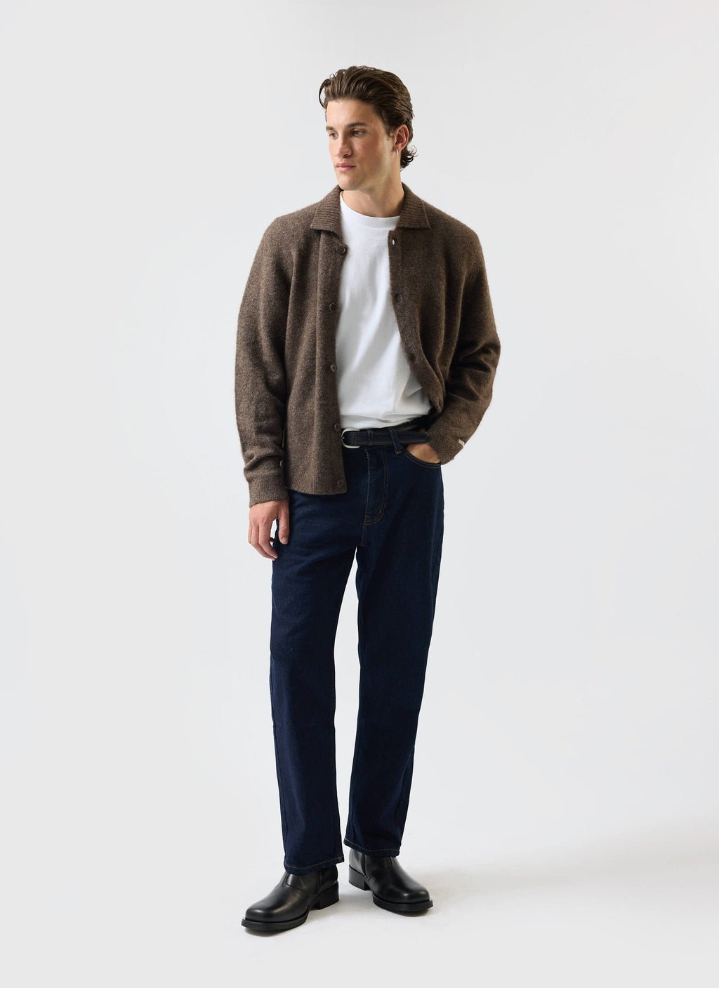 Archive Wool Knitted Collared Cardigan | Brown