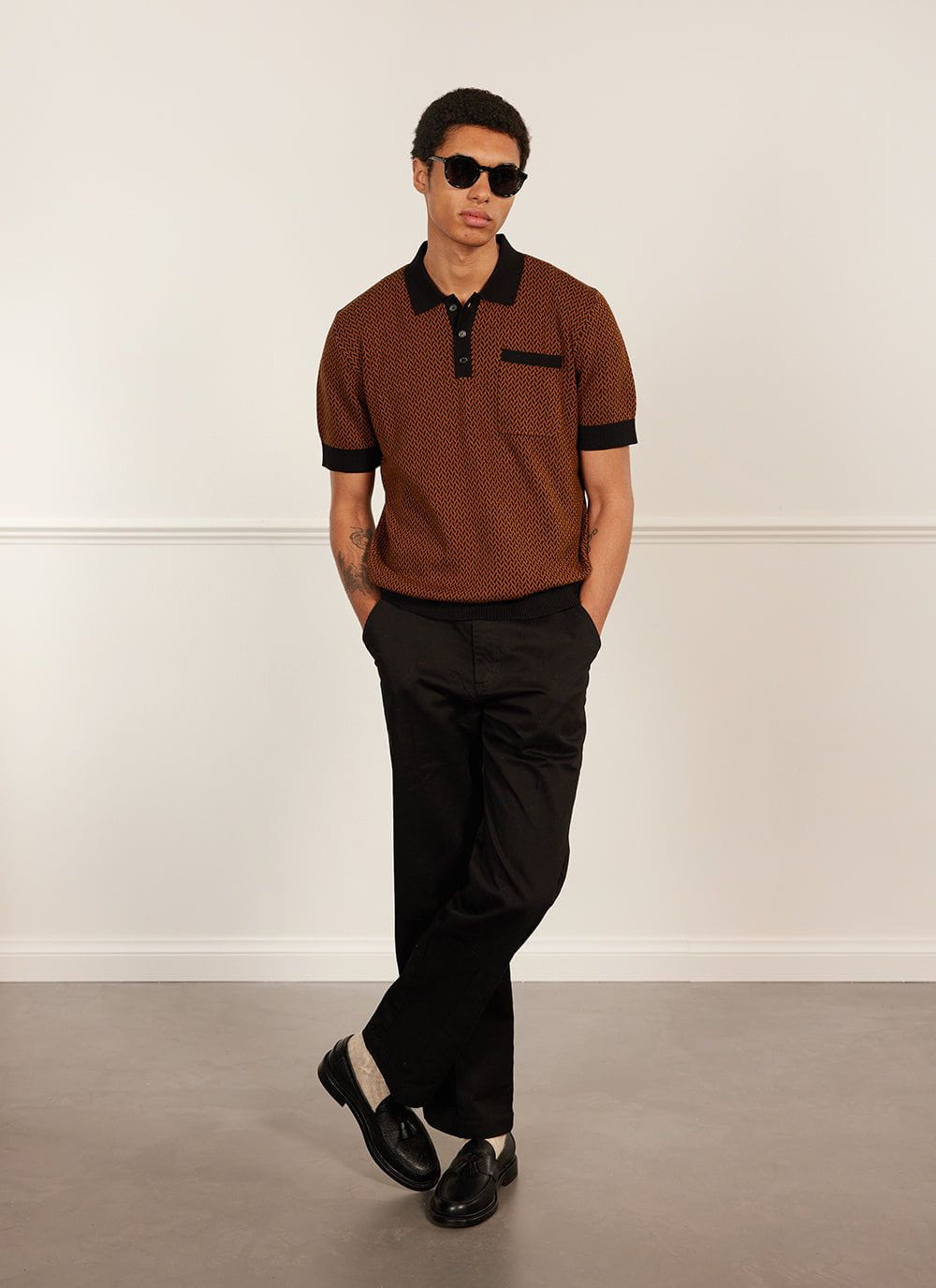 Casa Martini Knitted Polo | Cotton | Espresso