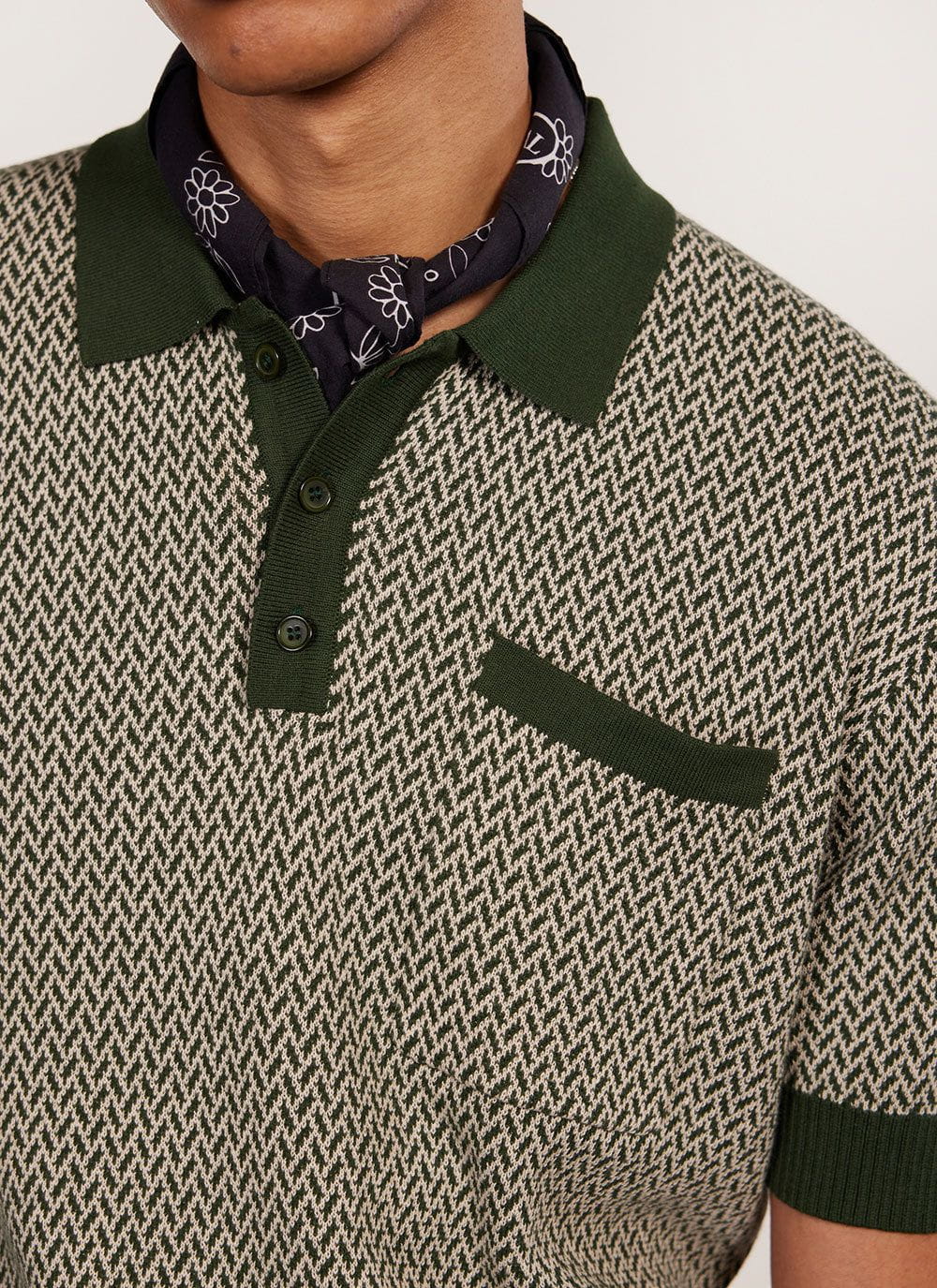 Casa Martini Knitted Polo | Cotton | Forest