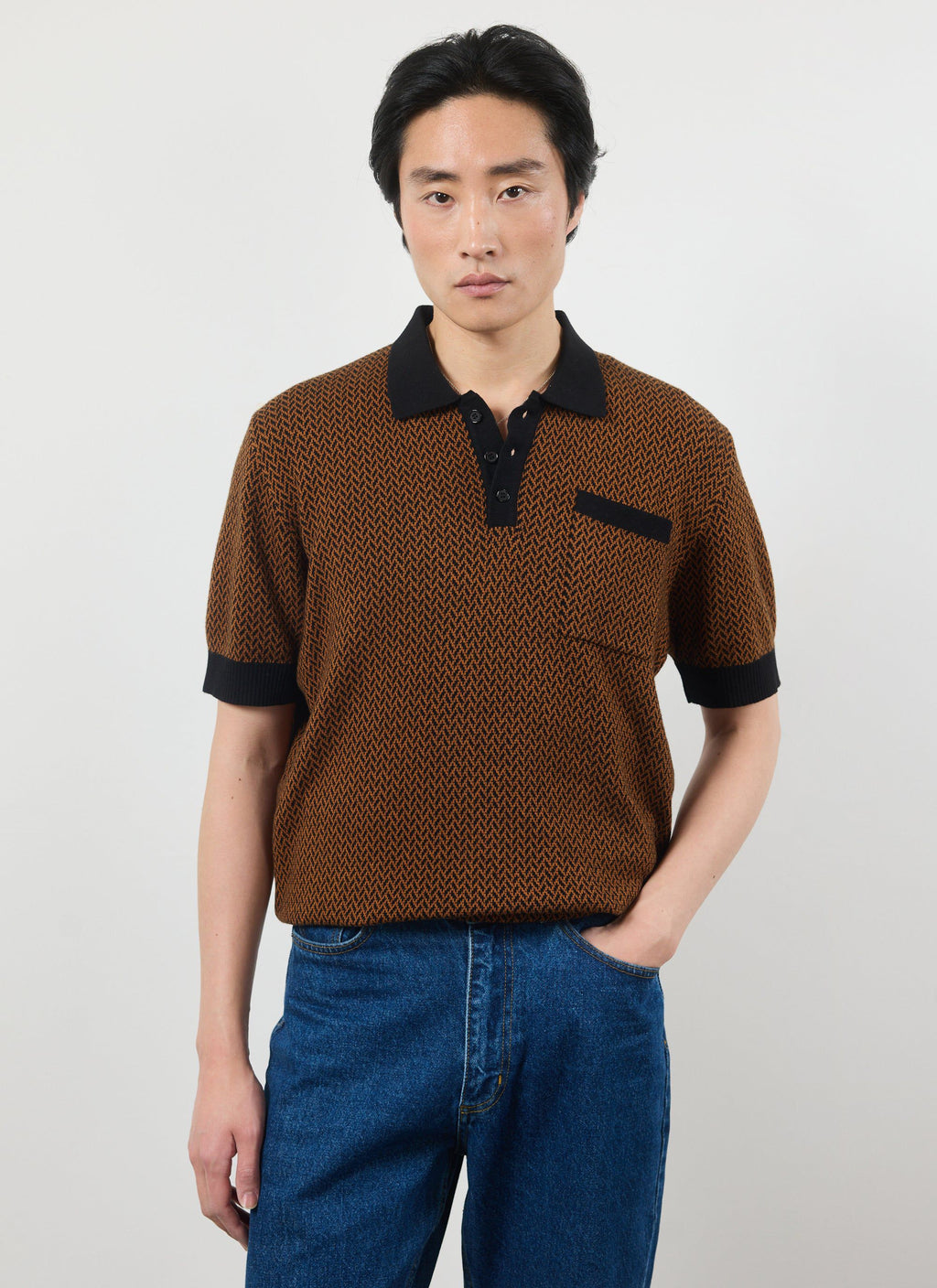 Casa Martini Knitted Polo | Cotton | Espresso
