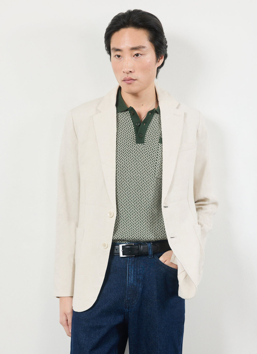 Casa Martini Knitted Polo | Cotton | Forest