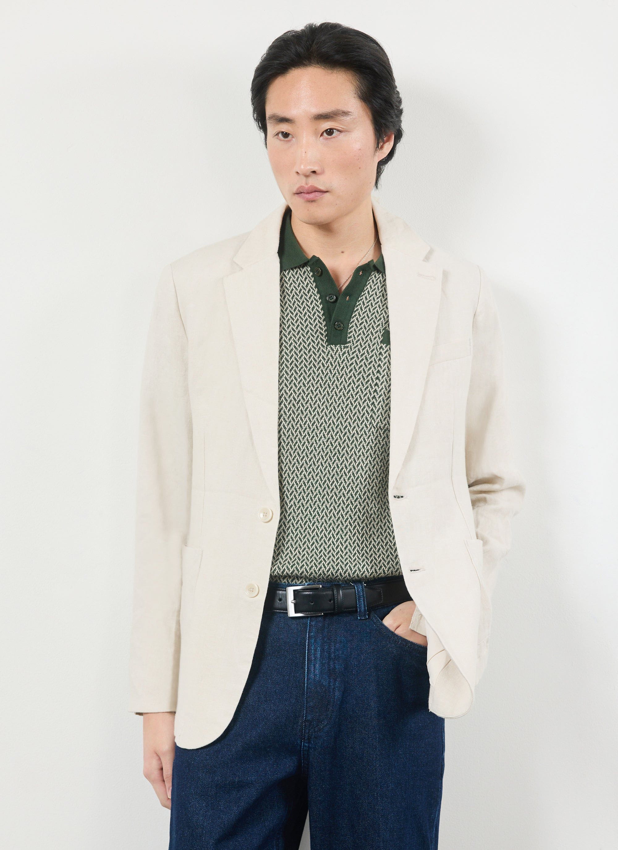 Casa Martini Knitted Polo | Cotton | Forest