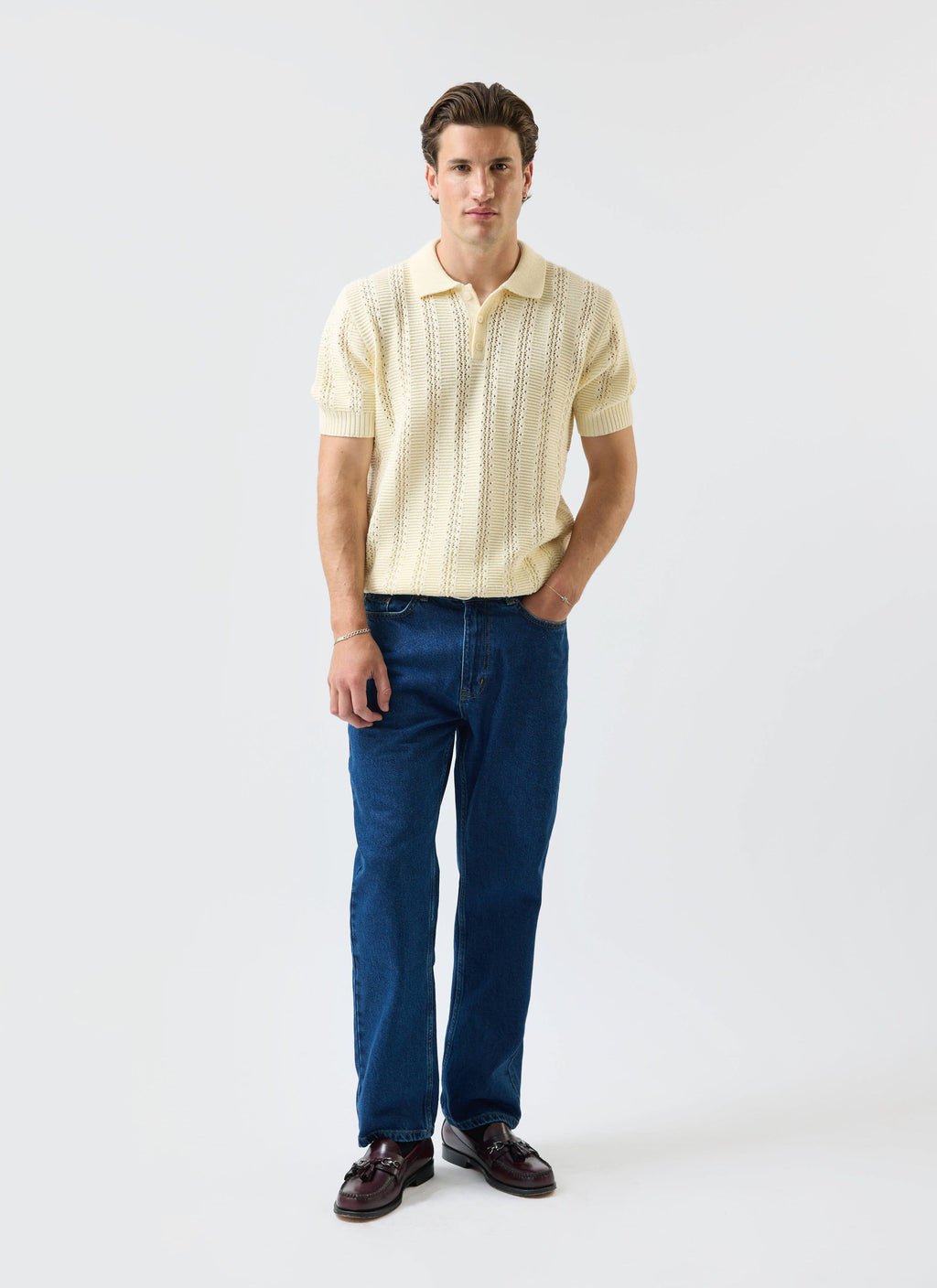 Addendum Knitted Polo Shirt | Cotton | Ecru Cream