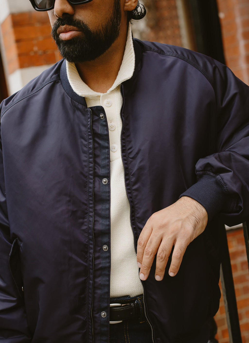 Bomber Jacket | Nylon | Midnight with Olive