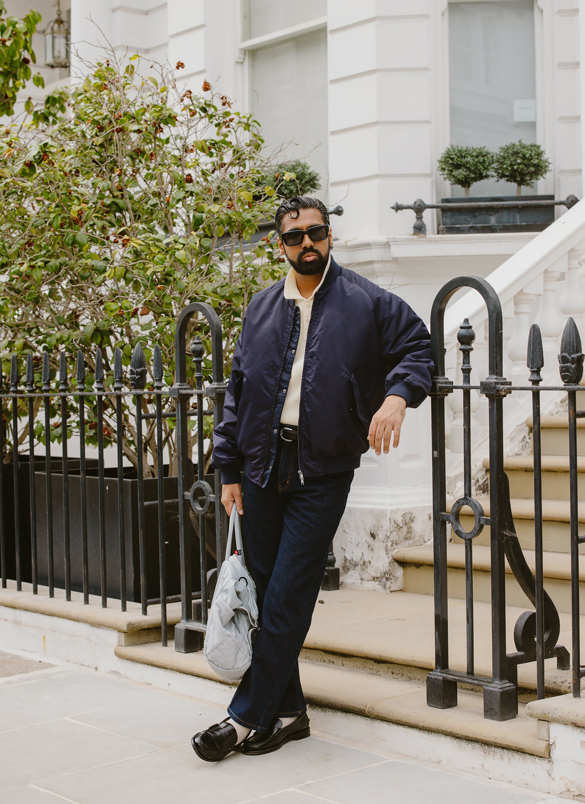 Bomber Jacket | Nylon | Midnight with Olive